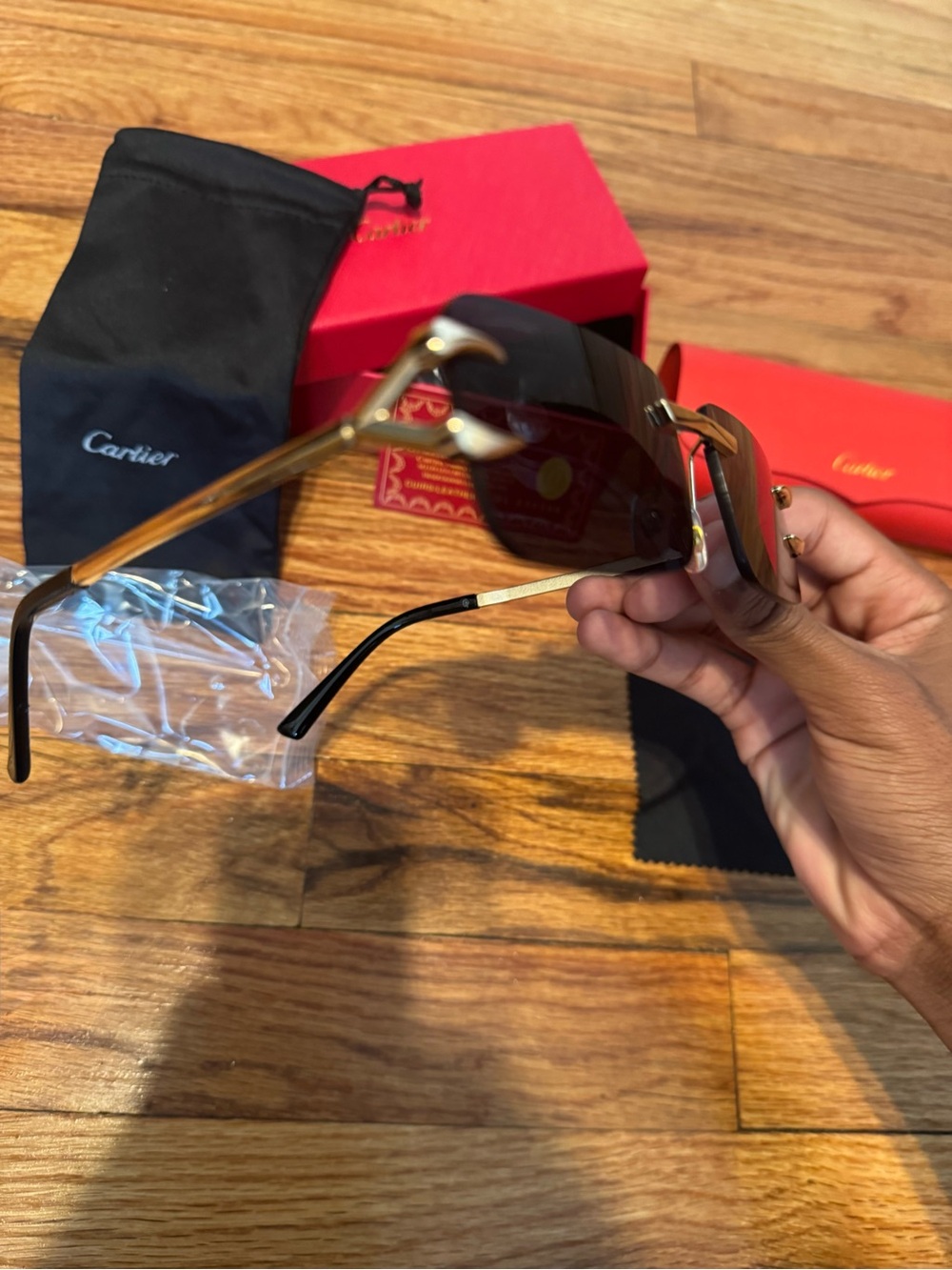 Cartier Rimless Sunglasses - Dark and Tinted Lenses with Gold Hardware - Picture 2 of 7